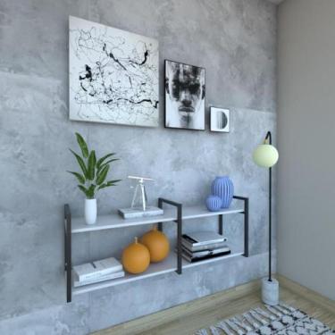 Imagem de Prateleira Industrial livros prateleira de ferro e madeira estante de 