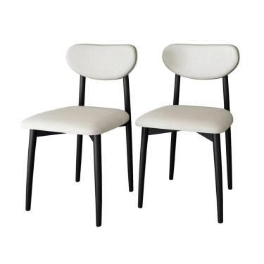 Imagem de Kit 2 Cadeiras Gala Madeira Maçica - Alt 86 x L 44 cm x P 46 cm Off White /Preto