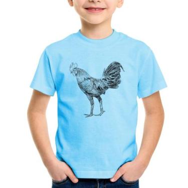 Imagem de Camiseta Infantil Galo Desenho - Foca na Moda, Azul bebê, 10