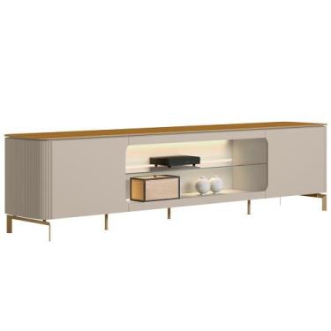 Imagem de Rack Para Sala de Estar TV 85 Pol Com LED Elysia L05 Tauari Off White 
