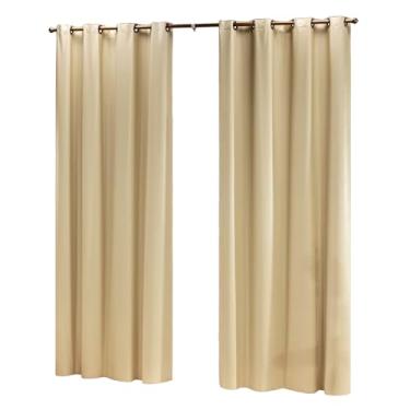 Imagem de Cortina Blackout PVC (Plástico) Decorativa Corta Luz 100% 2,80M x 2,80M de Porta Janela com Ilhós (PALHA)