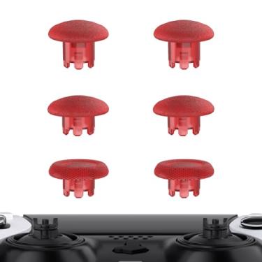 Imagem de eXtremeRate Manípulos substituíveis vermelhos transparentes para controle PS5 Edge, tampas de joystick analógico intercambiáveis personalizadas para controle PS5 Edge - controle e base de polegar não