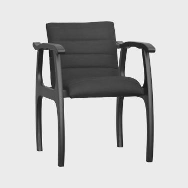 Imagem de Cadeira Cancun Estrutura Madeira Maciça Encosto e Assento Anatômico Assento Estofado Linho Preto