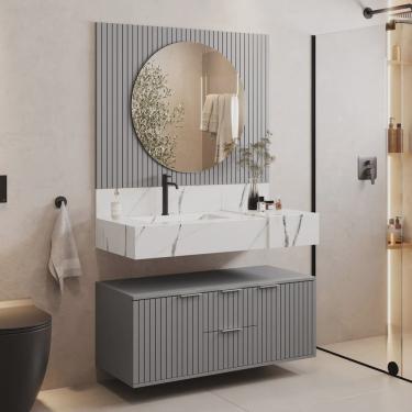 Imagem de Bancada em Porcelanato 100cm com Cuba Esculpida Ripy