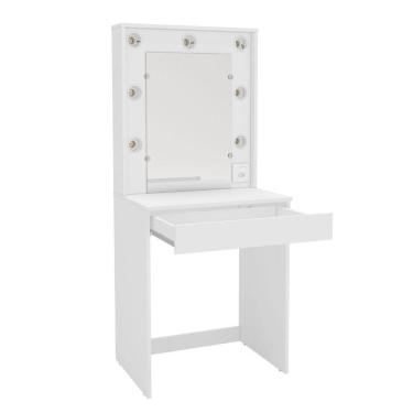 Imagem de Penteadeira Camarim Lavínia Para 7 Lâmpadas 1 Gaveta Politorno Branco Branco