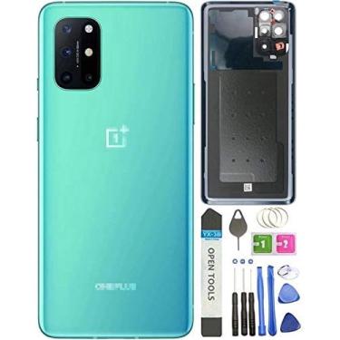 Imagem de Para Oneplus 8T Substituição de vidro da tampa traseira com peças de montagem da caixa da lente de vidro da câmera para OnePlus 8T 5G KB2000 KB2005 +