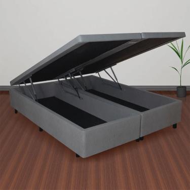 Imagem de Cama Baú Queen em Courino 158cm X198cm Madeira em Eucalipto