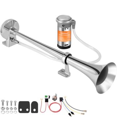 Imagem de Buzina de trem para caminhão de 12 V, buzinas de ar de 12 volts buzina de ar de caminhão super alto com compressor para qualquer veículo, trem, carro, navio, barco, motocicleta