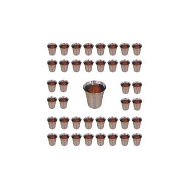 Imagem de Mayur Exports Copos de comunhão para igrejas | Conjunto de 40 xícaras para bandejas de comunhão de vinho | Copos de suco sagrado | Ideal para cultos | Aço inoxidável - Acabamento fosco acetinado