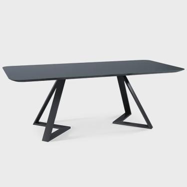 Imagem de Mesa Sala de Jantar 6 Lugares 200cm Tampo de Vidro Efron Preto G13 - Gran Belo