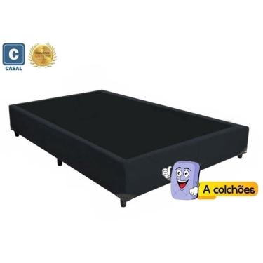 Imagem de Cama Box Casal Simples Matelado Preto 138x188x28