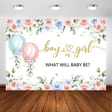 Imagem de Avazano Fundo de Revelação de Gênero Azul e Rosa Balão Revelação de Gênero Decoração de Festa Vegetação Floral Ele ou Ela Revelação de Gênero Fundo Fotografia Festa (2,4 x 1,8 m)
