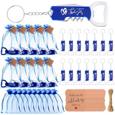 Imagem de Vesici Conjunto de 24 lembrancinhas de casamento para convidados, abridores de garrafas, chaveiros, abridor de garrafas de cerveja de vinho a granel, cartões de agradecimento, com sacos de presente de