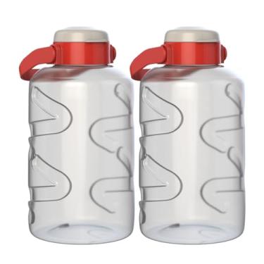 Imagem de Kit 2 Garrafas De Água 2 Litros Squeeze Esporte Grande Com Alça Suporte Celular (Transparente)