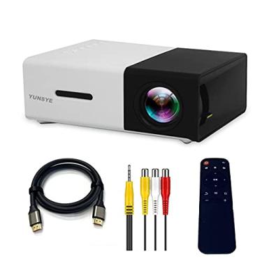 Imagem de Mini projetor, YG300Pro projetor portátil YUNSYE para desenhos animados, presente para crianças, projetor de filmes ao ar livre, projetor de vídeo LED Pico para projetor de cinema em casa com interfaces HDMI USB e controle remoto (Black)