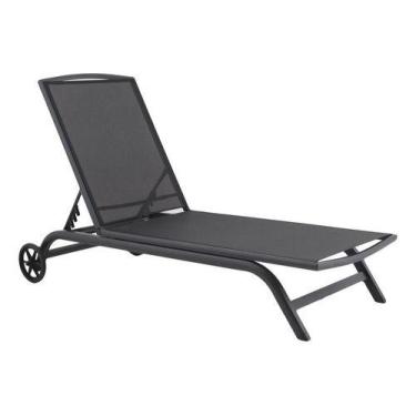 Imagem de Espreguicadeira Com Rodas Ate 150kg 4 Posicoes 196cm - Preta - Brazil 