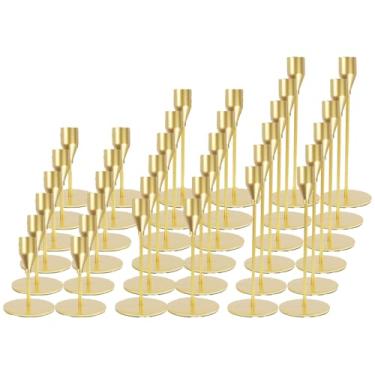 Imagem de Castiçais dourados foscos pintados a granel castiçais metálicos dourados servem para velas cônicas de 2 cm Candelabro decorativo de metal para decoração de mesa de jantar de festa de aniversário de