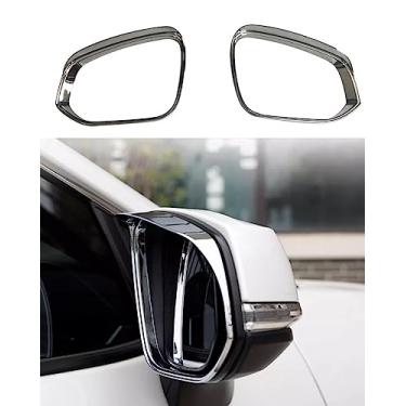 Imagem de ANUNFRRE Acessórios de carro adequados para Toyota Highlander 2020-2025 Toyota RAV4 2019-2025 ABS espelho retrovisor de porta lateral protetor de chuva guarnições de moldura (prata cromada) 2 peças