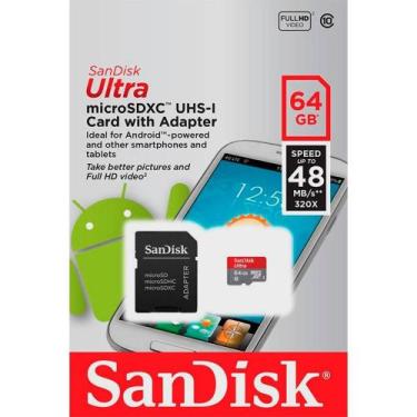 Imagem de Cartão de Memória Micro SD 64GB Ultra Speed 48MB/S 320X - Sandisk