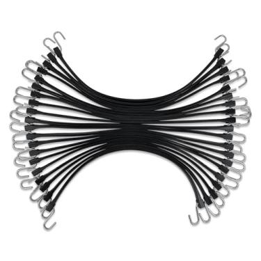Imagem de HOXWELL Cabos elásticos de borracha de 38 cm com ganchos, cordão elástico 100% EPDM com 150% de elasticidade máxima, tiras elásticas resistentes para prender lonas, telas, carga, motocicleta, à prova
