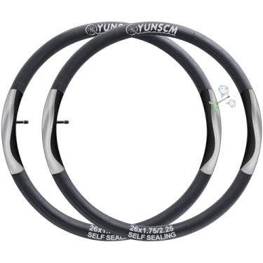Imagem de YunSCM 2 pacotes 26 x 1,75/1,90/1,95/2/2,10/2,125 polegadas tubos internos de bicicleta de substituição para válvula Schrader de 32 mm tubos internos de bicicleta MTB durável de borracha butílica pneus de bicicleta