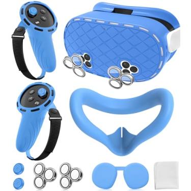 Imagem de MS.CLEO Conjunto De Capa De Silicone Compatível Com Acessórios Meta/Oculus Quest 3S, Capa De Silicone Para O Rosto, Capa Para Controle, Protetor De Lente De Câmera, Capa Vr Shell, Capa Protetora De
