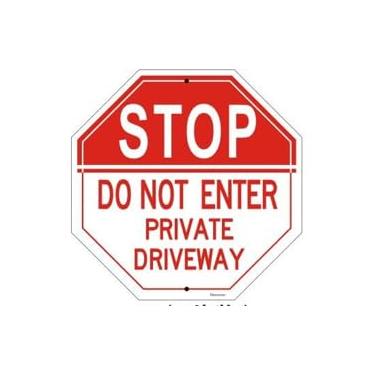 Imagem de Pacote com 2 placas Stop Do Not Enter Private Driveway, 30,5 cm x 30,5 cm placas de metal de aquecimento vermelho e branco Ourdoor, alumínio refletivo livre de ferrugem à prova de intempéries e