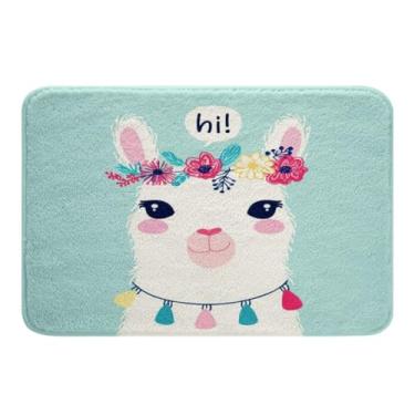 Imagem de Tapetes de Banho Fofos de Llama para Banheiro Antiderrapante Shag Tapetes de Banho de Llama de Azeite Alpaca Decor Extra Macio Absorvente Tapete de Banho para Quarto de Banho Sala de Estar Quarto Lavável na Máquina Tapetes 50,8 cm x 81,2 cm