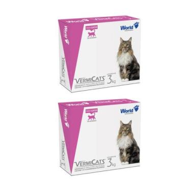 Imagem de Kit 2 VermiCats Vermífugo Gatos 3Kg C/ 4 Comprimidos World