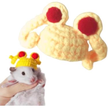 Imagem de Pequenos chapéus para animais pequenos, chapéu de cobra de porquinho-da-índia com alça ajustável, pequeno, fofo, tricotado à mão, mini roupas de festa para animais de pelúcia, papagaio, hamster