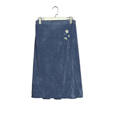 Imagem de Roupão de banho de microfibra mulher chuveiro feminino toalha de banho macia para adultos para têxteis domésticos toalhas de banho e sauna casa de banho secagem rápida (cor: D tamanho: 1 peça) (azul 1