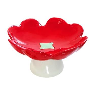 Imagem de Ioensy Fruteira de cerâmica com pedestal em formato de flor decorativa para balcão de cozinha, prato de frutas, tigela com pé para aperitivos, lanches e