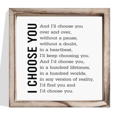 Imagem de AUII JO DESIGN Poema "Eu Escolho Você", Moldura Decorativa De Madeira Para Parede, Decoração Casa Fazenda E Casamento, Placa Aniversário, Pendurada Em Mdf Com Quarto