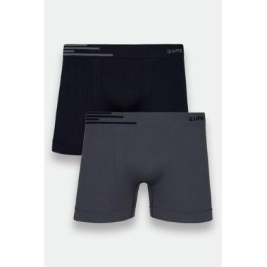 Imagem de Kit com 2 Cuecas Adulto Boxer Microfibra Cós Uni Faixa Lupo, G, Preto,