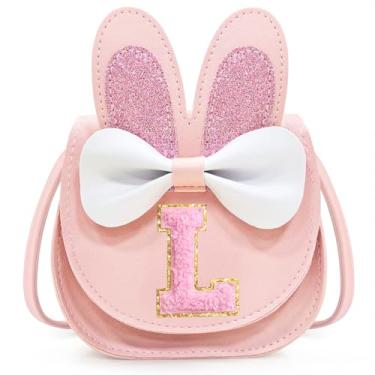 Imagem de Idefair Bolsa infantil para meninas, presente de aniversário para crianças de 3, 4, 5, 6, 7, 8, 9 e 10 anos, bolsa de ombro para crianças, rosa, Letter L, Bonito