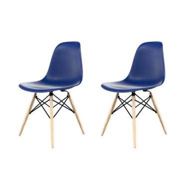 Imagem de Conjunto com 2 Cadeiras Eames DSW Azul e Madeira - Mobly