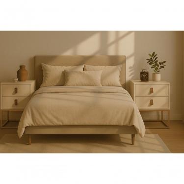 Imagem de Kit 2 Mesas De Cabeceira Unic 45 Puxador De Couro Com 2 Gavetas