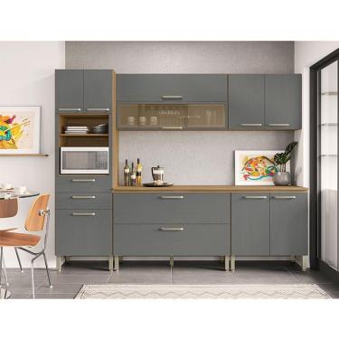 Imagem de Cozinha Modulada Ambiente Ametista Composição 6 Freijó Gris - Kits Paraná