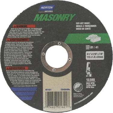 Imagem de Lâmina de corte central Norton 01621 tipo 1, 11,4 cm de diâmetro x 0,6 cm de altura, haste de 2,2 cm, carboneto de silicone, 4