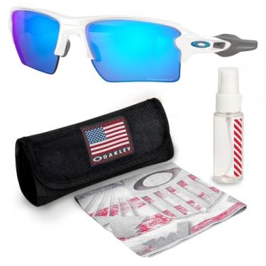 Imagem de OAKLEY OO9188 FLAK 2.0 XL Armação branca polida – Lente PRIZM SAPPHIRE, óculos de sol retangulares não polarizados com kit de óculos oficial eSHADES, Branco polido (59 mm), 59 mm
