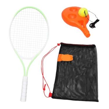 Imagem de Colaxi Conjunto de treinamento de raquetes de tênis infantil, kit de treinamento de tênis solo, ferramenta de exercício, bola prática com corda para parque e, Verde