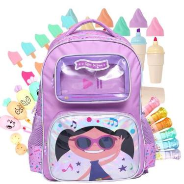 Imagem de Mochila Infantil Luna 17  Escolar Lilás Grande Fofo Volta as Aulas - S