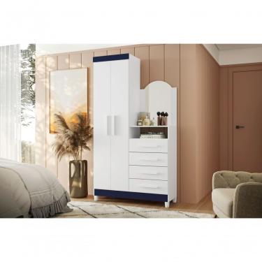 Imagem de Cômoda Giorgia Branco Azul Titanium Rosa Com Espelho