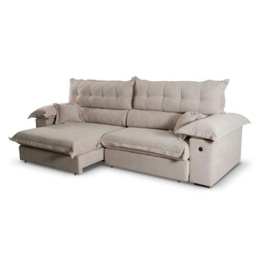 Imagem de Sofá 3 Lugares Retrátil e Reclinável com USB Absoluto Linho Bege