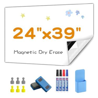 Imagem de Babenoun Papel Adesivo Apagável a Seco, 61 cm x 99 cm, Quadro Branco Magnético para Parede, Escolar, Escritório, Geladeira, Desenho Infantil