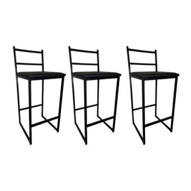 Imagem de Kit 3 Banqueta Área externa cozinha balcão industrial Alta Lisboa Asse