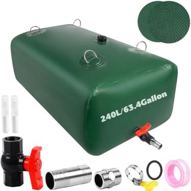 Imagem de Bexiga de armazenamento de água de 240 litros, tanque de água portátil dobrável, recipiente de água de grande capacidade, bolsa de água para trailer, caminhão, acampamento, emergência e uso ao ar