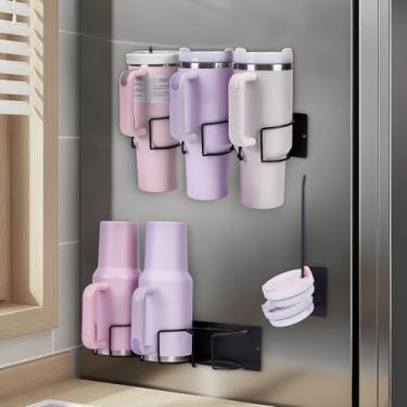 Imagem de Suporte magnético Stanley para geladeira, organizador de garrafa de água para copo de 1,134 g com alça, organizador de tampa de copo, suporte de armazenamento de copo multifuncional para copo Stanley