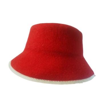 Imagem de IEUDNS Chapéu de sauna, touca de sauna com diâmetro de 29 cm, boné fishman, portátil para ambientes internos, estilo russo, acessórios para banho russo, para, Vermelho