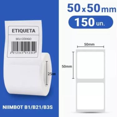 Imagem de Etiqueta Térmica 50x50mm Niimbot – Quadrada, 150 Unidades por Rolo, Papel Térmico Adesivo para Impressora Portátil
